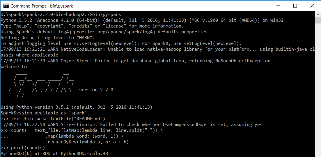 CMD PySpark Initial Test